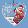 A Beautiful Sight, We're Happy Tonight - Couple Personalized Custom Heart Glass Ornament - Christmas Gift For Husband Wife, Anniversary, First Christmas