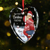A Beautiful Sight, We're Happy Tonight - Couple Personalized Custom Heart Glass Ornament - Christmas Gift For Husband Wife, Anniversary, First Christmas