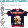Custom Photo Feliz Navidog - Dog Personalized Custom All Over Print Adult Short Sleeve Sweater - Christmas Gift For Pet Owners, Pet Lovers