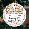 Growing Old Together - Couple Personalized Custom Ornament - Ceramic Round Shaped - Christmas Gift For Husband Wife, Anniversary
