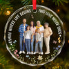 Custom Photo Cherishing Every Moment The Timeless Beauty Of Family - Family Personalized Custom Circle Glass Ornament - Christmas Gift For Family Members