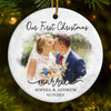 Custom Photo Our First Year Married - Couple Personalized Custom Ornament - Ceramic Round Shaped - New Arrival, Christmas Gift For Husband Wife, Anniversary, First Christmas AMZ