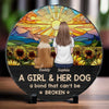 Just A Girl And Her Dog, A Bond That Can't Be Broken - Memorial Personalized Custom Round Shaped Stone With Stand - Sympathy Gift For Pet Owners, Pet Lovers