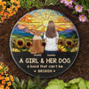 Just A Girl And Her Dog, A Bond That Can't Be Broken - Memorial Personalized Custom Round Shaped Stone With Stand - Sympathy Gift For Pet Owners, Pet Lovers