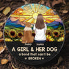 Just A Girl And Her Dog, A Bond That Can't Be Broken - Memorial Personalized Custom Round Shaped Stone With Stand - Sympathy Gift For Pet Owners, Pet Lovers
