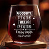 A Meaningful Keepsake To Celebrate Their New Journey - Personalized Custom Wine Glass - Appreciation, Retirement Gift For Coworkers, Work Friends, Colleagues