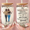 Sisterhood Is Powerful - Bestie Personalized Custom Glass Cup, Iced Coffee Cup - Gift For Best Friends, BFF, Sister