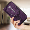 Mom, You’re The Glue That Holds Us Together - Family Personalized Custom Leather Long Wallet - Gift For Mom, Grandma