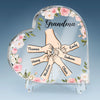 Her Hands May Be Small, But They Hold A World Of Love - Family Personalized Custom Heart Shaped Acrylic Plaque - Gift For Mom, Grandma