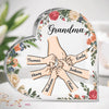 Hold My Hand, Hold My Heart - Family Personalized Custom Heart Shaped Acrylic Plaque - Gift For Mom, Grandma