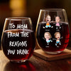 Custom Photo Perfect For The Woman Who Loves A Cozy Evening - Family Personalized Custom Wine Glass - Gift For Mom, Grandma