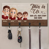 Keys To Happiness Start Here - Family Personalized Custom Home Decor Key Hanger, Key Holder - House Warming Gift For Family Members