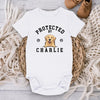 Custom Baby Onesie - Personalized Baby Shower, Gender Reveal Gifts For New Moms, New Dads, New Parents, Dog Cat Lovers - Guarded By My Dog
