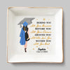 Started With A Dream, Ended With A Cap - Family Personalized Custom Jewelry Dish - Graduation Gift For Family Members, Siblings, Brothers, Sisters, Best Friends