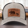 Papa Bear And His Cub - Family Personalized Custom Leather Patch Hat - Father's Day, Gift For Dad, Grandpa