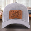All In With Papa - Family Personalized Custom Leather Patch Hat - Father's Day, Gift For Dad, Grandpa