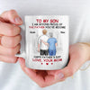 My Son, My Hero, Their Father - Family Personalized Custom Mug - Father's Day, Gift For Son