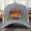 Best Dad Ever, Stamped With Love - Family Personalized Custom Leather Patch Hat - Father's Day, Gift For Dad, Grandpa