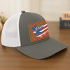 Born To Be Free - Family Personalized Custom Leather Patch Mesh Cap - 4th Of July, Gift For Dad, Grandpa