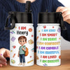 Custom 3D Inflated Effect Printed Kids Water Bottle - Personalized Back To School Gifts For Kids - I Am Brave Bold And Smart