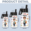 Custom 3D Inflated Effect Printed Kids Water Bottle - Personalized Back To School Gifts For Kids - I Am Brave Bold And Smart