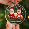 Custom Circle Glass Ornament - Personalized Christmas Birthday Gifts For Mom, Dad, Kids - The Joy of Our First Christmas