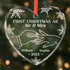 Custom Heart Glass Ornament - Personalized Anniversary Christmas Wedding Gifts For Husband And Wife, Him And Her - Two Pieces, One Heart