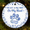 Custom Ceramic Ornament - Personalized Christmas Memorial Sympathy Gifts For Dogs, Cats - Paw Prints Etched In Love