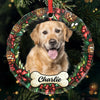 Custom Photo Circle Glass Ornament - Personalized Pet Christmas Memorial Sympathy Gifts For Dogs, Cats - Love Never Leaves