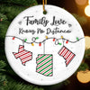 Custom Long Distance Ceramic Ornament - Personalized Christmas Birthday Gifts For Mom, Dad, Kids - Hearts Connected, No Matter The Distance