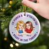Custom Ceramic Ornament - Personalized Best Friend Christmas Birthday Gifts For Women, Besties, Sisters, BFF - Wine First, Drama Later