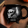 Custom 12oz Ceramic Cauldron Coffee Mug - Personalized Halloween Witchy Gifts For Besties, Sisters, BFF, Family, Yourself - Roses And Skulls, Beauty In The Shadows