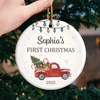 Custom Baby First Christmas Ceramic Ornament - Personalized Christmas Baby Shower, Gifts For New Moms, New Dads, New Parents - Tiny Wonders Light The First Christmas