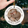 Custom Photo Baby First Christmas Ceramic Ornament - Personalized Christmas Baby Shower, Gifts For New Moms, New Dads, New Parents - Joy Begins With A First Christmas