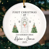 Custom First Christmas In New Home Ceramic Ornament - Personalized Anniversary Christmas Wedding Gifts For Husband And Wife, Him And Her, New Homeowners, Couples, Friends - Our Forever Beginning