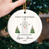 Custom First Christmas In New Home Ceramic Ornament - Personalized Anniversary Christmas Wedding Gifts For Husband And Wife, Him And Her, New Homeowners, Couples, Friends - Our Forever Beginning