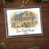 Custom Photo First Christmas In New Home Ceramic Ornament - Personalized Anniversary Christmas Wedding Gifts For Husband And Wife, Him And Her, New Homeowners, Couples, Friends - Forever Starts Here