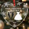 Custom Heart Glass Ornament - New Arrival, Personalized Anniversary Christmas Wedding Gifts For Husband And Wife, Him And Her - Our First Christmas As Husband And Wife AMZ
