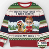 Custom Unisex Ugly Sweatshirt - Personalized Christmas Birthday Gifts For Dog Lovers, Dog Dad And Mom - Ho Ho Hold My Beer