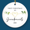Custom Baby's First Christmas Grandparents Ceramic Ornament - Personalized Christmas Birthday Gifts For First Time Grandparents, Future Grandpa and Grandma, Family - Grandbaby’s First Christmas Joy