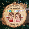 Custom Wood Ornament - Personalized Best Friend Christmas Birthday Gifts For Women, Besties, Sisters, BFF - Snowflakes Sparkle Like Our Friendship
