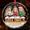 Custom Circle Glass Ornament - Personalized Christmas Birthday Gifts For Brother, Sister - Linked By Love