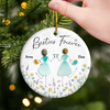 Custom Sea Glass Ceramic Ornament - Personalized Best Friend Birthday Gifts For Women, Besties, Sisters, BFF - Treasures Of The Heart