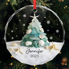 Custom Sea Glass Circle Glass Ornament - Personalized Christmas Birthday Gifts For Mom, Dad, Brother, Sister, Kids, Beach Lovers - Coastal Christmas Magic