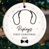 Custom First Christmas Pet Ceramic Ornament - Personalized Christmas Birthday Gifts For Dog Lovers, Cat Lovers, Pet Dad And Mom, New Pet Ornament - Dog Kisses, Christmas Wishes