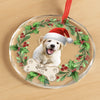 Custom Photo First Christmas Pet Glass Ornament - Personalized Christmas Birthday Gifts For Dog Lovers, Cat Lovers, Pet Dad And Mom, New Pet Ornament - Our Christmas Joy Has Paws