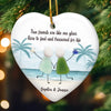 Custom Sea Glass Ceramic Ornament - Personalized Best Friend Christmas Birthday Gifts For Women, Besties, Sisters, BFF, Beach Lovers - Joy Flows Like Waves