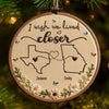 Custom Long Distance Wood Ornament - Personalized Best Friend Christmas Birthday Gifts For Women, Besties, Sisters, BFF - Miles Apart, Handmade Love