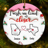 Custom Long Distance Ceramic Ornament - Personalized Best Friend Christmas Birthday Gifts For Women, Besties, Sisters, BFF - Our Bond Knows No Miles