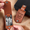 Custom Photo Engraved Leather Keychain - Personalized Anniversary Wedding Gifts For Husband And Wife, Him And Her - We Grow Closer Each Day